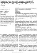 Cover page: Evaluation of the geometric accuracy of computed tomography and microcomputed tomography of the articular surface of the distal portion of the radius of cats.