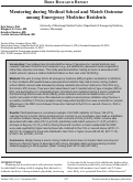 Cover page: Mentoring during Medical School and Match Outcome among Emergency Medicine Residents