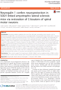 Cover page: Neuregulin 1 confers neuroprotection in SOD1-linked amyotrophic lateral sclerosis mice via restoration of C-boutons of spinal motor neurons.