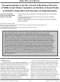 Cover page: Recommendations from the Council of Residency Directors (CORD) Social Media Committee on the Role of Social Media in Residency Education and Strategies on Implementation