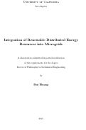 Cover page: Integration of Renewable Distributed Energy Resources into Microgrids