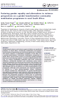 Cover page: Fostering gender equality and alternatives to violence: perspectives on a gender-transformative community mobilisation programme in rural South Africa