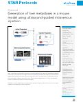 Cover page: Generation of liver metastases in a mouse model using ultrasound-guided intravenous injection