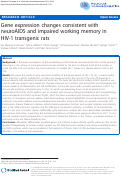 Cover page: Gene expression changes consistent with neuroAIDS and impaired working memory in HIV-1 transgenic rats