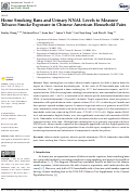 Cover page: Home Smoking Bans and Urinary NNAL Levels to Measure Tobacco Smoke Exposure in Chinese American Household Pairs