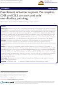 Cover page: Complement activation fragment C5a receptors, CD88 and C5L2, are associated with neurofibrillary pathology