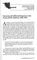 Cover page: University of California Responses to the Needs of ESL Students: 1983—1996