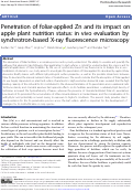 Cover page: Penetration of foliar-applied Zn and its impact on apple plant nutrition status: in vivo evaluation by synchrotron-based X-ray fluorescence microscopy