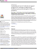 Cover page: Availability and use of institutional support programs for emergency department healthcare personnel during the COVID-19 pandemic.