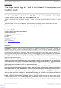 Cover page: The Appa Health App for Youth Mental Health: Development and Usability Study.