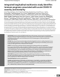 Cover page: Integrated longitudinal multiomics study identifies immune programs associated with acute COVID-19 severity and mortality