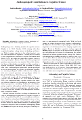 Cover page: Anthropological Contributions to Cognitive Science