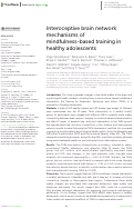 Cover page: Interoceptive brain network mechanisms of mindfulness-based training in healthy adolescents