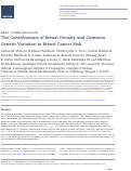 Cover page: The Contributions of Breast Density and Common Genetic Variation to Breast Cancer Risk