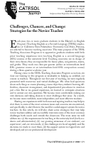 Cover page: Challenges, Chances, and Change: Strategies for the Novice Teacher