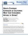 Cover page: Health Coverage Expansion in California: What Can Consumers Afford to Spend?