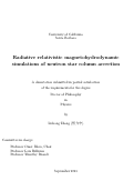 Cover page: Radiative relativistic magnetohydrodynamic simulations of neutron star column accretion