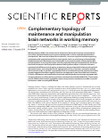 Cover page: Complementary topology of maintenance and manipulation brain networks in working memory