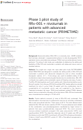 Cover page: Phase 1 pilot study of RRx-001 + nivolumab in patients with advanced metastatic cancer (PRIMETIME)