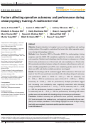 Cover page: Factors affecting operative autonomy and performance during otolaryngology training: A multicenter trial.