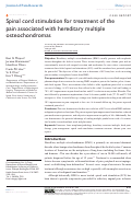 Cover page: Spinal cord stimulation for treatment of the pain associated with hereditary multiple osteochondromas