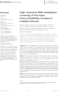 Cover page: High-resolution DNA methylation screening of the major histocompatibility complex in multiple sclerosis.