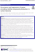 Cover page: Occurrence and expression of genes encoding methyl-compound production in rumen bacteria