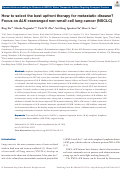 Cover page: How to select the best upfront therapy for metastatic disease? Focus on ALK-rearranged non-small cell lung cancer (NSCLC).