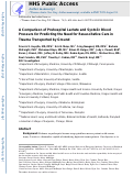 Cover page: A comparison of prehospital lactate and systolic blood pressure for predicting the need for resuscitative care in trauma transported by ground.