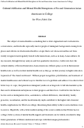 Cover page: Cultural Affiliation and Mental Health Disruptions of Second Generation Asian Americans in College