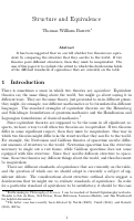 Cover page: Structure and Equivalence