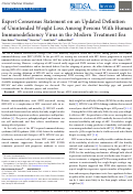 Cover page: Expert Consensus Statement on an Updated Definition of Unintended Weight Loss Among Persons With Human Immunodeficiency Virus in the Modern Treatment Era.