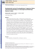 Cover page: Developmental level and psychopathology: Comparing children with developmental delays to chronological and mental age matched controls