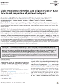Cover page: Lipid membrane mimetics and oligomerization tune functional properties of proteorhodopsin.