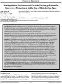 Cover page: Transportation Preferences of Patients Discharged from the Emergency Department in the Era of Ridesharing Apps