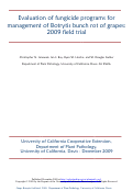 Cover page: Evaluation of fungicide programs for management of Botrytis bunch rot of grapes: 2009 field trial