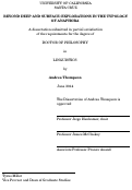 Cover page: Beyond Deep and Surface: Explorations in the Typology of Anaphora