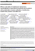 Cover page of Efficacy and safety of maintenance intravenous immunoglobulin in generalized myasthenia gravis patients with acetylcholine receptor antibodies: A multicenter, double-blind, placebo-controlled trial.