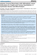 Cover page: Anterior Cervical Discectomy with Arthroplasty versus Arthrodesis for Single-Level Cervical Spondylosis: A Systematic Review and Meta-Analysis