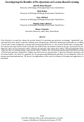 Cover page: Investigating the Benefits of Pre-Questions on Lecture-Based Learning