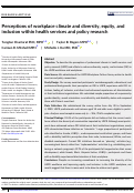 Cover page: Perceptions of workplace climate and diversity, equity, and inclusion within health services and policy research