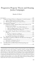 Cover page: Progressive Property Theory and Housing Justice Campaigns