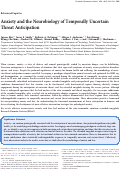 Cover page: Anxiety and the Neurobiology of Temporally Uncertain Threat Anticipation