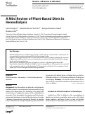 Cover page: A Mini Review of Plant-Based Diets in Hemodialysis