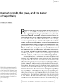 Cover page: Hannah Arendt, the Jews, and the Labor of Superfluity