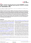Cover page: High-content imaging-based pooled CRISPR screens in mammalian cells