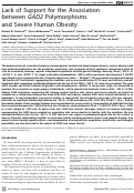Cover page: Lack of Support for the Association Between GAD2 Polymorphisms and Severe Human 
Obesity