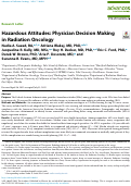 Cover page: Hazardous Attitudes: Physician Decision Making in Radiation Oncology