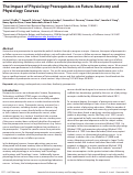 Cover page: The Impact of Physiology Prerequisites on Future Anatomy and Physiology Courses