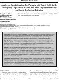 Cover page: Analgesic Administration for Patients with Renal Colic in the Emergency Department Before and After Implementation of an Opioid Reduction Initiative